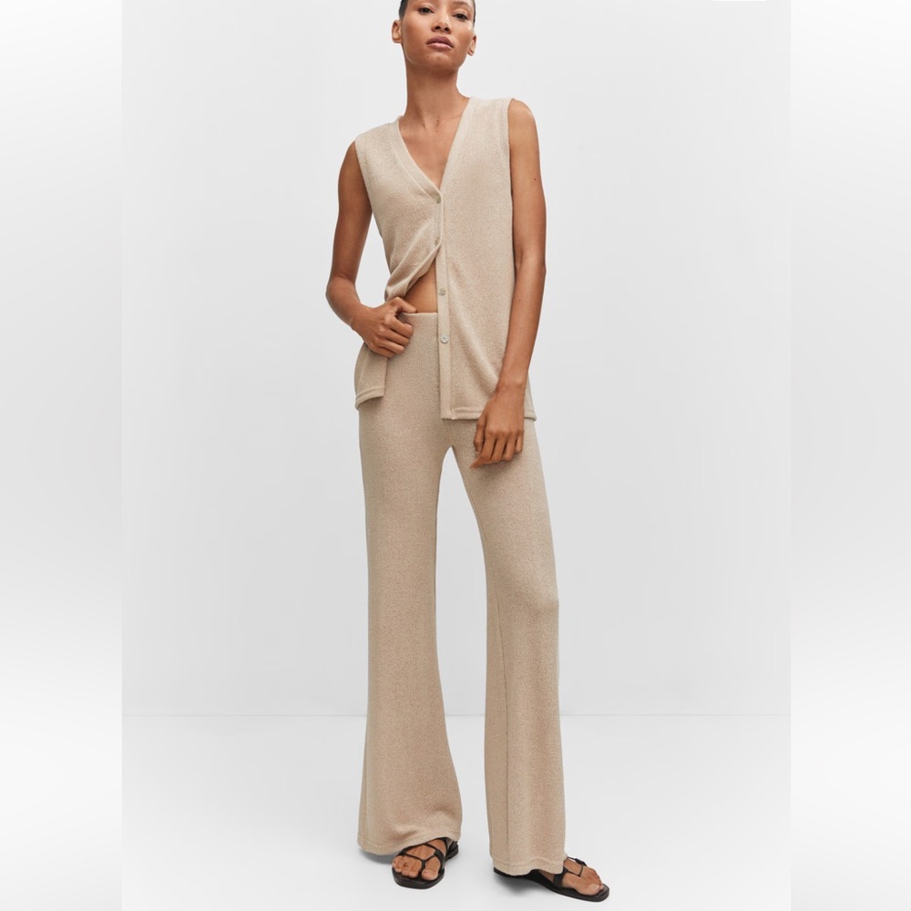 Mango Tan Wide Leg Jumpsuit